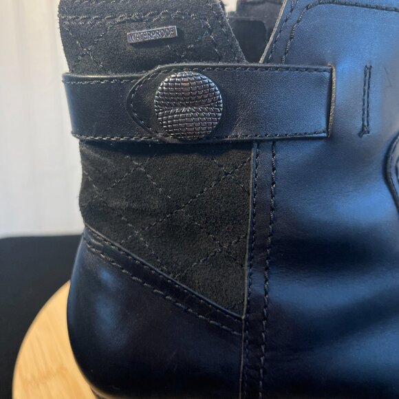 Black Leather Waterproof Ankle Boots, Patrina, AVARON by NEW BALANCE, Sz 8D Wide - Picture 5 of 11